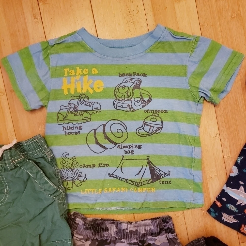 6 Piece Lot Boys 24M Months Spring Summer Clothing T-Shirts Shorts Casual EUC